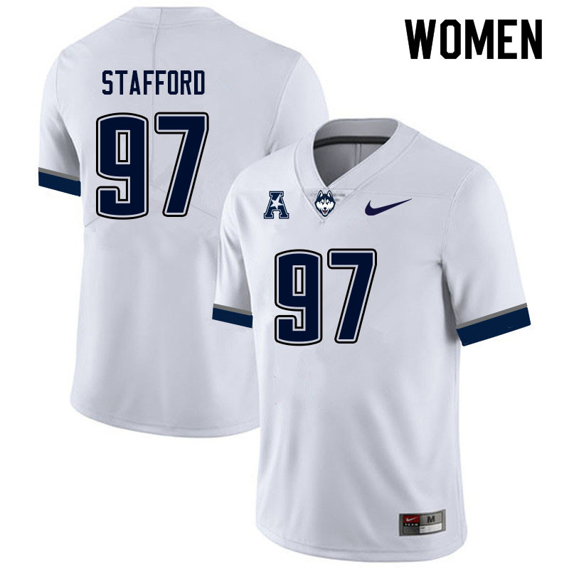Women #97 Jelani Stafford Uconn Huskies College Football Jerseys Sale-White - Click Image to Close